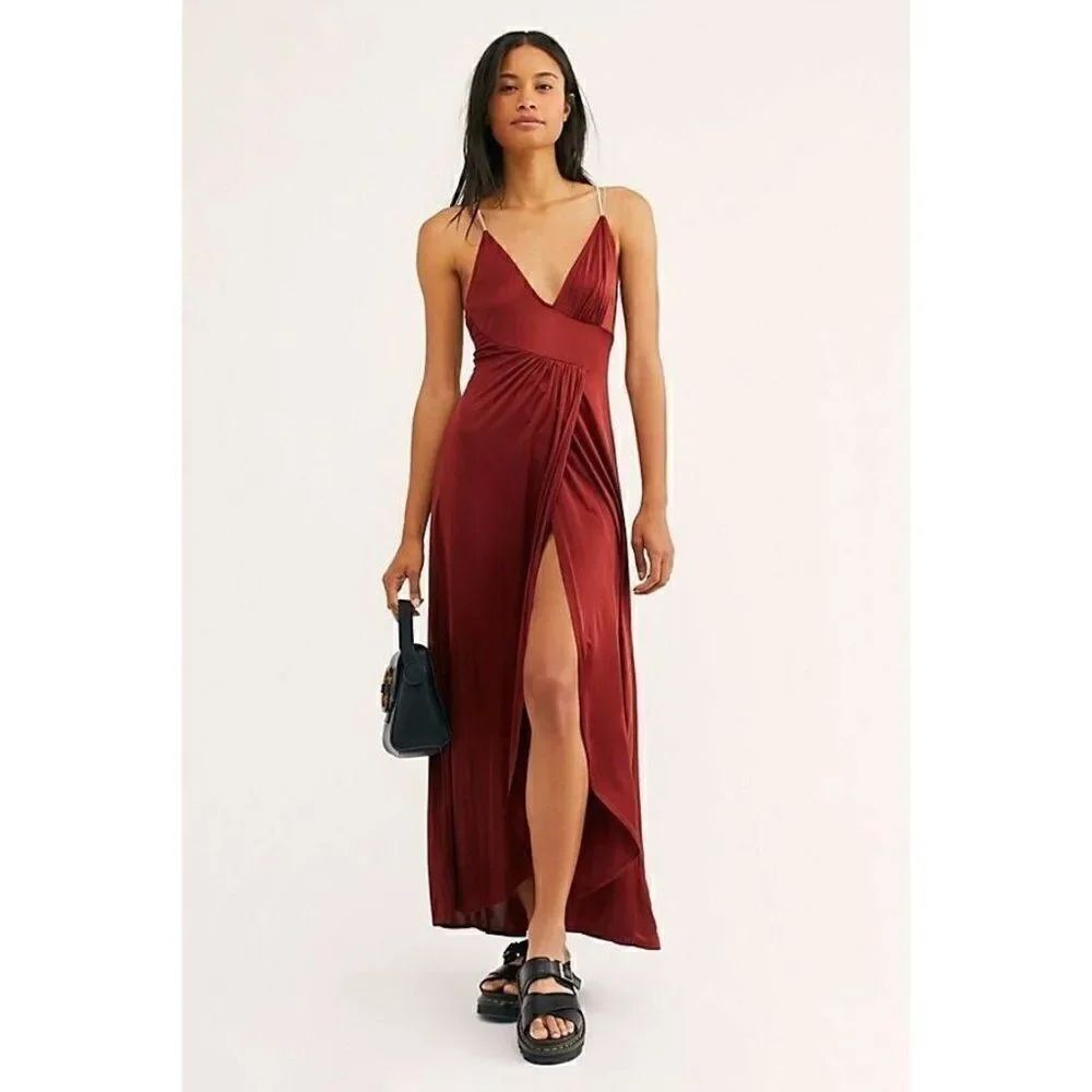 NEW FREE PEOPLE Sz XS EAST SIDE MAXI SLIP DRESS - Picture 1 of 5